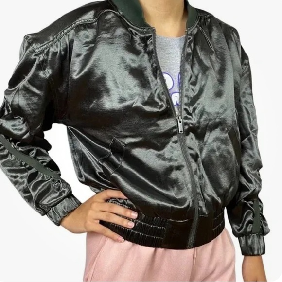 Free People Jackets & Blazers - Free People | Satin Green Bomber Jacket NWT!